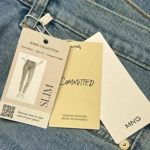 MNG Mango Claudia High Waist Cropped Length Jeans Size 12 NWT - Picture 7 of 10